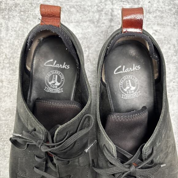 Clarks TOR England Trigenic Black Nubuck Men Size 9.5 Lightweight Casual Shoe - Picture 2 of 7